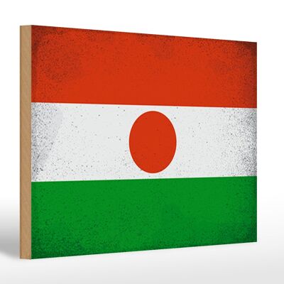 Holzschild Flagge Niger 30x20cm Flag of Niger Vintage