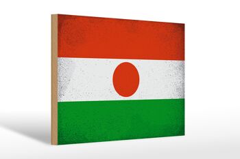 Panneau en bois drapeau Niger 30x20cm Drapeau du Niger Vintage 1