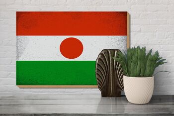 Panneau en bois drapeau Niger 30x20cm Drapeau du Niger Vintage 3