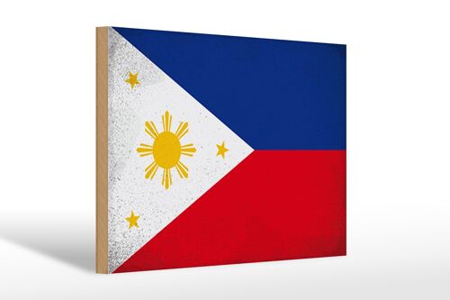 Holzschild Flagge Philippinen 30x20cm Philippines Vintage