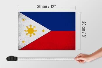 Drapeau en bois Philippines 30x20cm Philippines Vintage 4