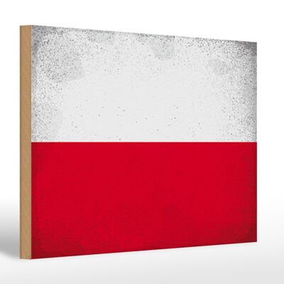 Holzschild Flagge Polen 30x20cm Flag of Poland Vintage