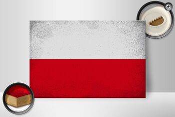 Panneau en bois drapeau Pologne 30x20cm Drapeau de Pologne Vintage 2
