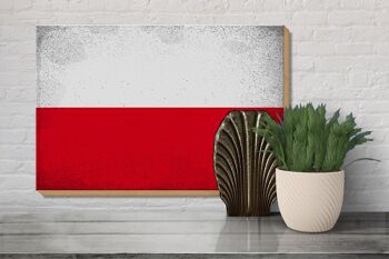 Panneau en bois drapeau Pologne 30x20cm Drapeau de Pologne Vintage 3