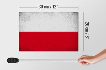 Panneau en bois drapeau Pologne 30x20cm Drapeau de Pologne Vintage 4