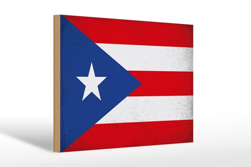 Holzschild Flagge Puerto Rico 30x20cm Puerto Rico Vintage