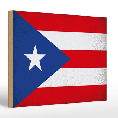 Letrero de madera bandera Puerto Rico 30x20cm Puerto Rico vintage