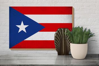 Panneau en bois drapeau Porto Rico 30x20cm Porto Rico vintage 3