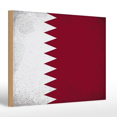 Cartello in legno bandiera Qatar 30x20 cm Bandiera del Qatar Vintage