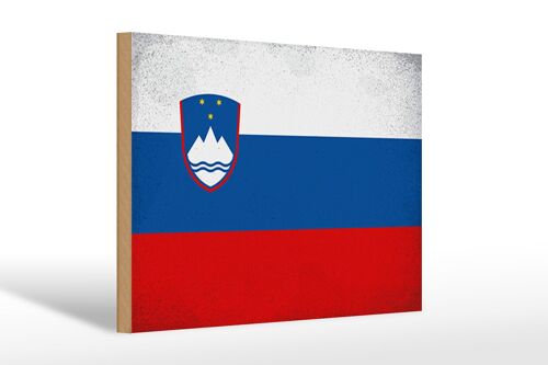 Holzschild Flagge Slowenien 30x20cm Flag Slovenia Vintage
