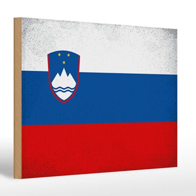 Cartello in legno bandiera Slovenia 30x20cm Bandiera Slovenia Vintage