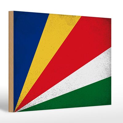 Holzschild Flagge Seychellen 30x20cm Seychelles Vintage