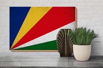 Panneau en bois drapeau Seychelles 30x20cm Seychelles vintage 3