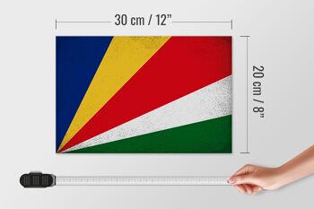 Panneau en bois drapeau Seychelles 30x20cm Seychelles vintage 4