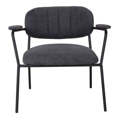 Alicante Lounge Chair - Loungesessel aus dunkelgrauem Stoff mit schwarzen Metallbeinen HN1103