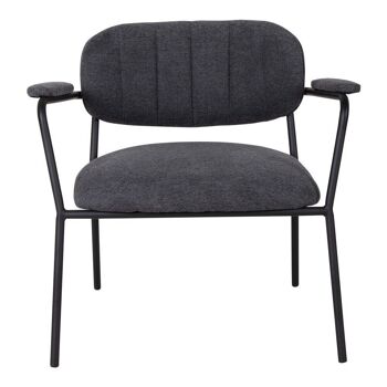 Alicante Lounge Chair - Chaise longue en tissu gris foncé avec pieds en métal noir HN1103 1