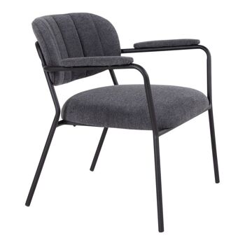 Alicante Lounge Chair - Chaise longue en tissu gris foncé avec pieds en métal noir HN1103 2