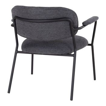 Alicante Lounge Chair - Chaise longue en tissu gris foncé avec pieds en métal noir HN1103 3