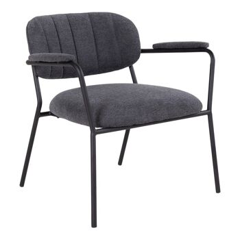 Alicante Lounge Chair - Chaise longue en tissu gris foncé avec pieds en métal noir HN1103 4
