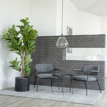 Alicante Lounge Chair - Chaise longue en tissu gris foncé avec pieds en métal noir HN1103 5