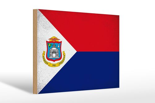 Holzschild Flagge Sint Maarten 30x20cm Flag Vintage