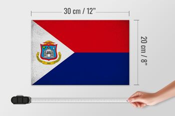 Drapeau panneau en bois Sint Maarten 30x20cm Drapeau Vintage 4