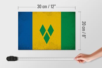 Panneau en bois drapeau Saint Vincent Grenadines 30x20cm vintage 4