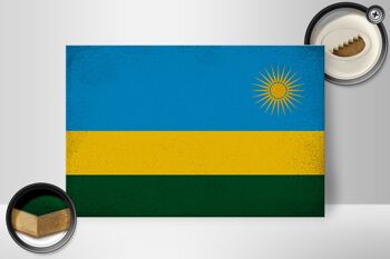 Panneau en bois drapeau Rwanda 30x20cm Drapeau du Rwanda Vintage 2