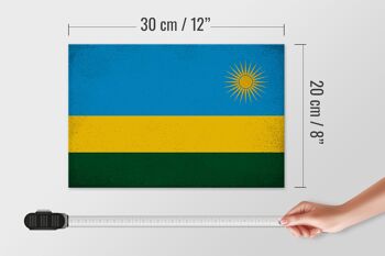 Panneau en bois drapeau Rwanda 30x20cm Drapeau du Rwanda Vintage 4