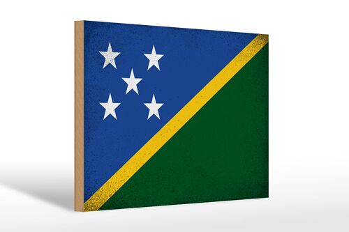 Holzschild Flagge Salomonen 30x20cm Solomon Islands Vintag