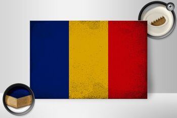 Panneau en bois drapeau Roumanie 30x20cm Drapeau de la Roumanie Vintage 2