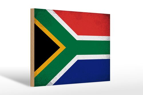 Holzschild Flagge Südafrika 30x20cm South Africa Vintage
