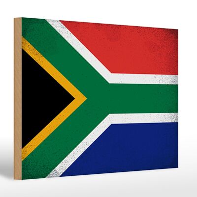 Letrero de madera bandera Sudáfrica 30x20cm Sudáfrica Vintage