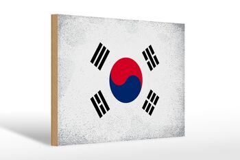 Panneau en bois drapeau Corée du Sud 30x20cm Corée du Sud vintage 1