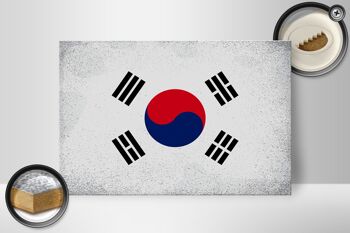 Panneau en bois drapeau Corée du Sud 30x20cm Corée du Sud vintage 2