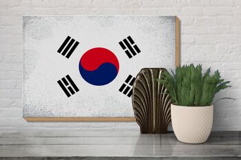Panneau en bois drapeau Corée du Sud 30x20cm Corée du Sud vintage 3