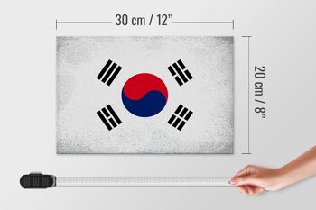 Panneau en bois drapeau Corée du Sud 30x20cm Corée du Sud vintage 4