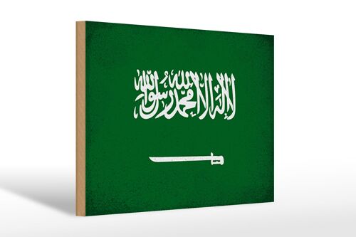 Holzschild Flagge Saudi-Arabien 30x20cm Arabia Vintage