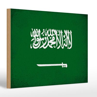 Cartello in legno bandiera Arabia Saudita 30x20 cm Arabia Vintage