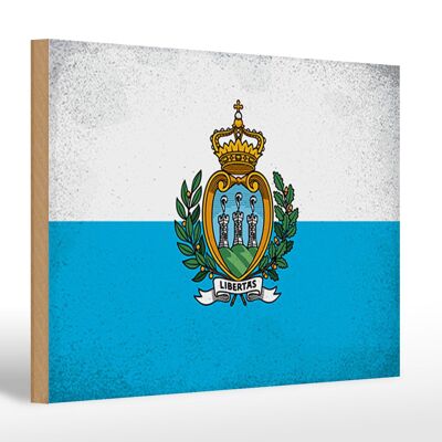 Cartello in legno bandiera San Marino 30x20cm San Marino vintage