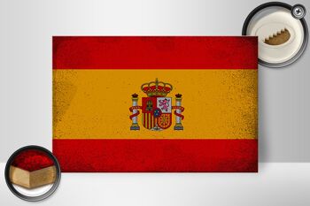 Panneau en bois drapeau Espagne 30x20cm Drapeau de l'Espagne Vintage 2