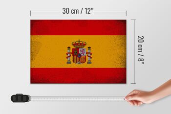Panneau en bois drapeau Espagne 30x20cm Drapeau de l'Espagne Vintage 4