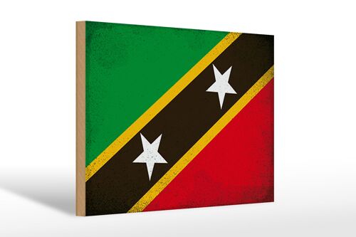 Holzschild Flagge St. Kitts und Nevis 30x20cm Flag Vintage