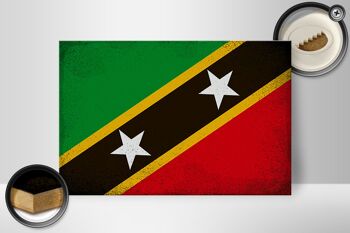 Panneau en bois drapeau St. Kitts et Nevis 30x20cm Drapeau Vintage 2