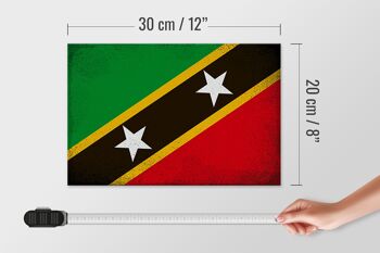 Panneau en bois drapeau St. Kitts et Nevis 30x20cm Drapeau Vintage 4