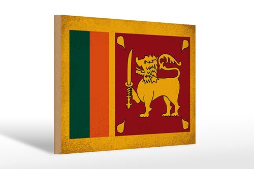 Holzschild Flagge Sri Lanka 30x20cm Flag Sri Lanka Vintage