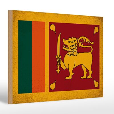 Cartello in legno bandiera Sri Lanka 30x20cm Bandiera Sri Lanka vintage