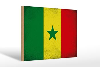 Panneau en bois drapeau Sénégal 30x20cm Drapeau du Sénégal Vintage 1