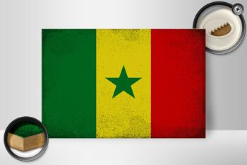 Panneau en bois drapeau Sénégal 30x20cm Drapeau du Sénégal Vintage 2