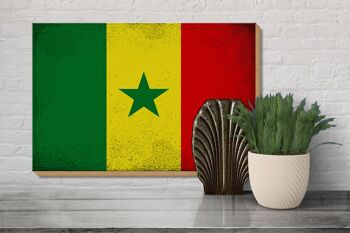 Panneau en bois drapeau Sénégal 30x20cm Drapeau du Sénégal Vintage 3